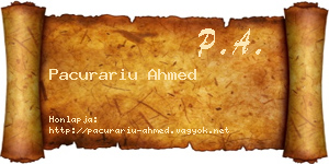 Pacurariu Ahmed névjegykártya